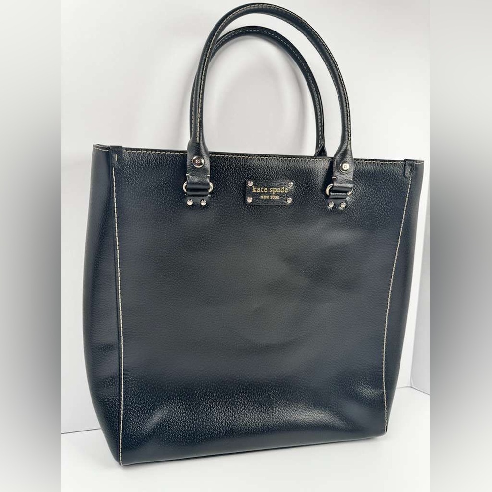Kate Spade Wellesley Queen Boarskin Large Black Leather Tote Bag - Picture 4 of 11